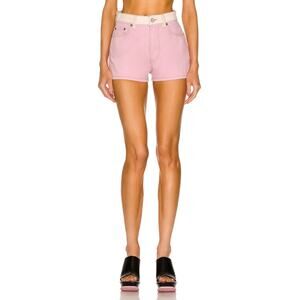 Ganni 'Overdyed' Pink Cotton Cutline Denim Short Size 25